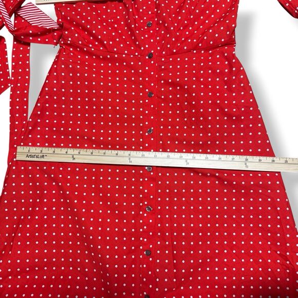 Boden Womens Shirt Dress Posy Red Polka Dot US 10 Long Sleeve Collared Dress - Picture 7 of 9